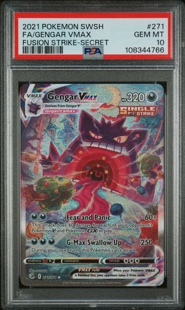 2021 POKEMON S&S FUSION STRIKE #271 FA/GENGAR VMAX SECRET PSA 10 (766