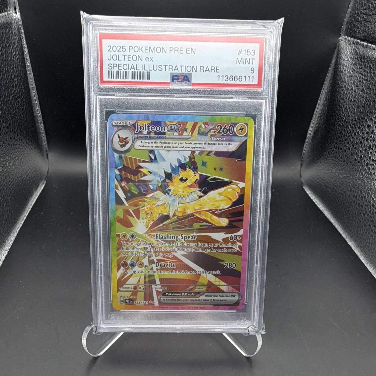 Pokemon TCG 2025 Jolteon ex 153/131 Prismatic Evolutions SIR Holo PSA 9