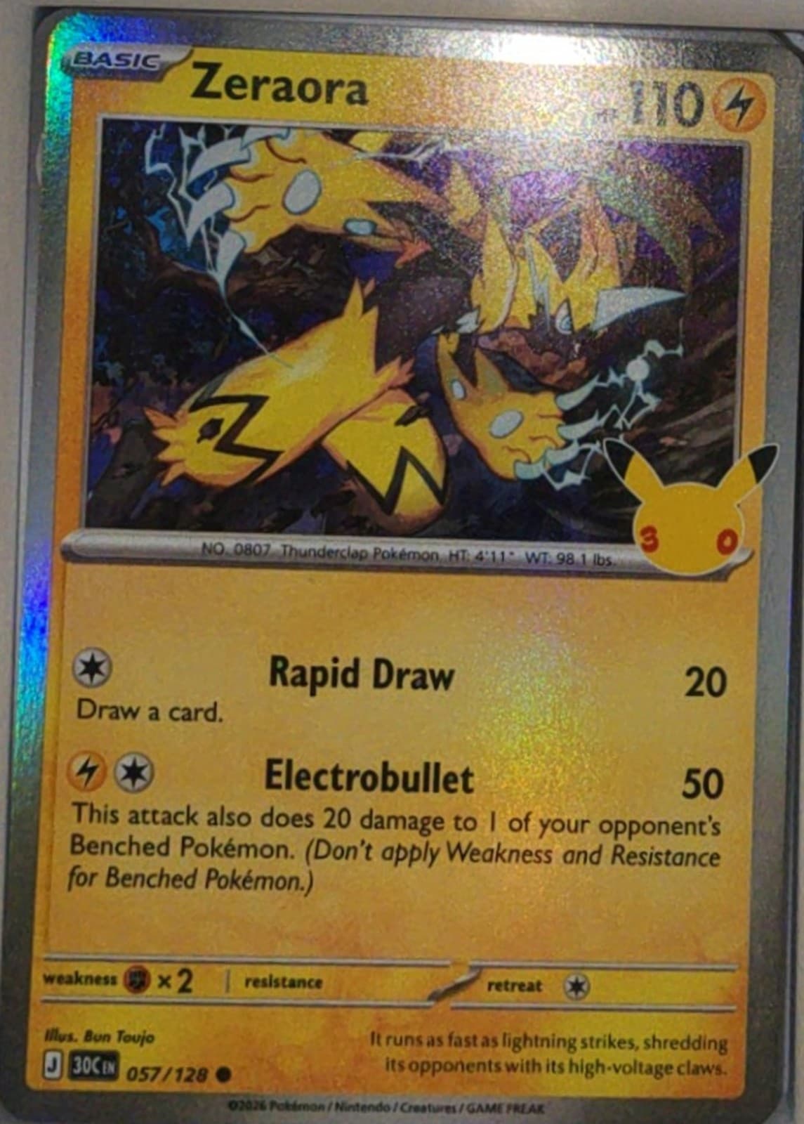 Zeraora #57 Common 30th Celebration Pokemon NM