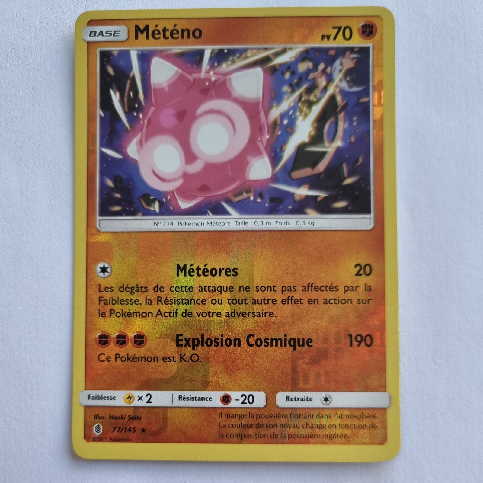 Carte Pokémon-FR-Météno- PV70- 77/145- De base- 2017-Holo