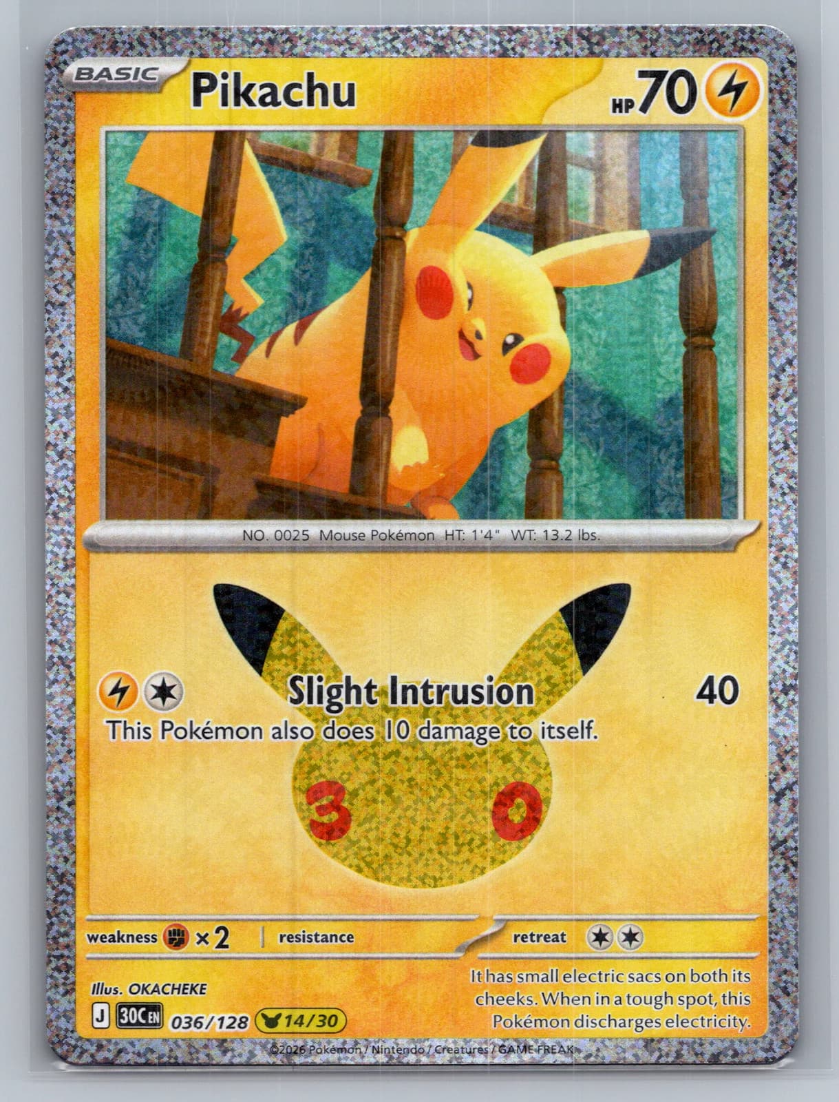 Pikachu #36/128 2026 30th Celebration Pokemon TCG