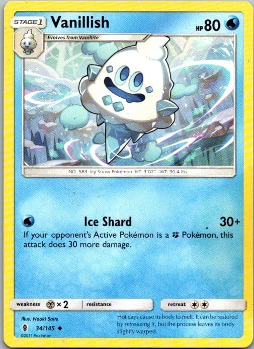 Vanillish 34/145 Guardians Rising Uncommon NM Pokemon TCG