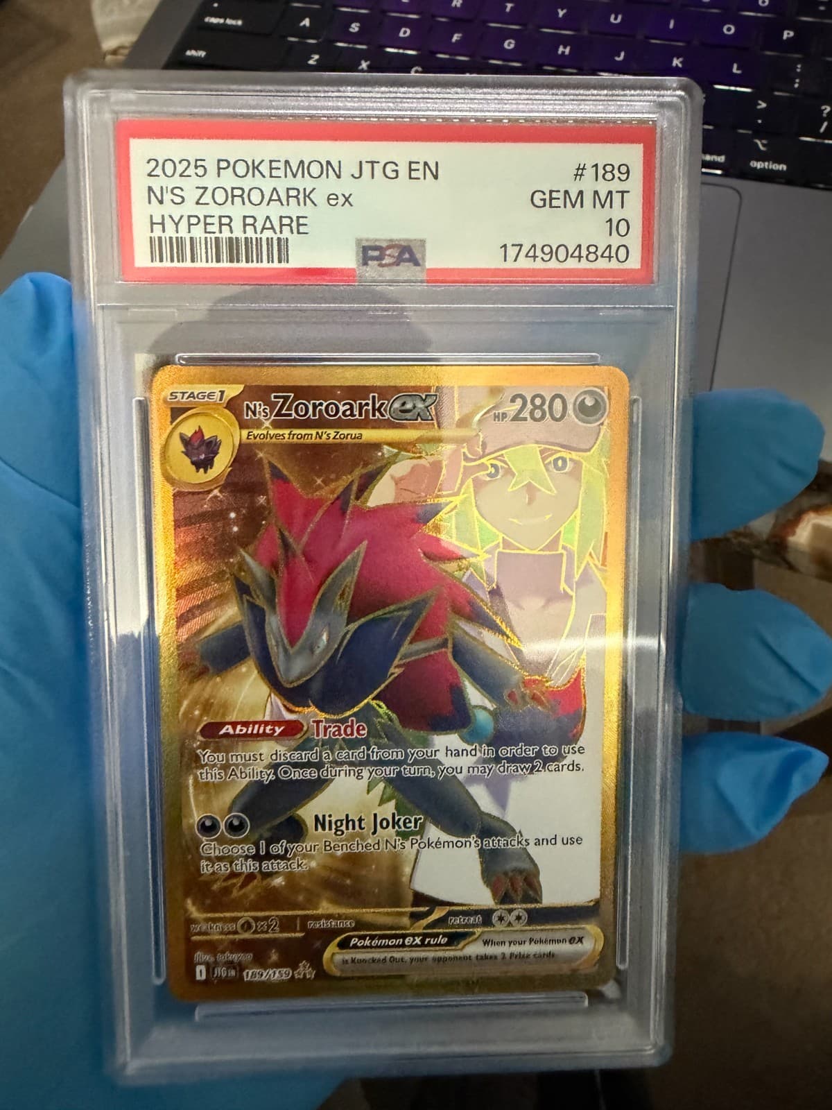 🔥Pokémon Company PSA 10 2025 N's Zoroark EX #189/159 Hyper Rare Holo JTG EN🔥