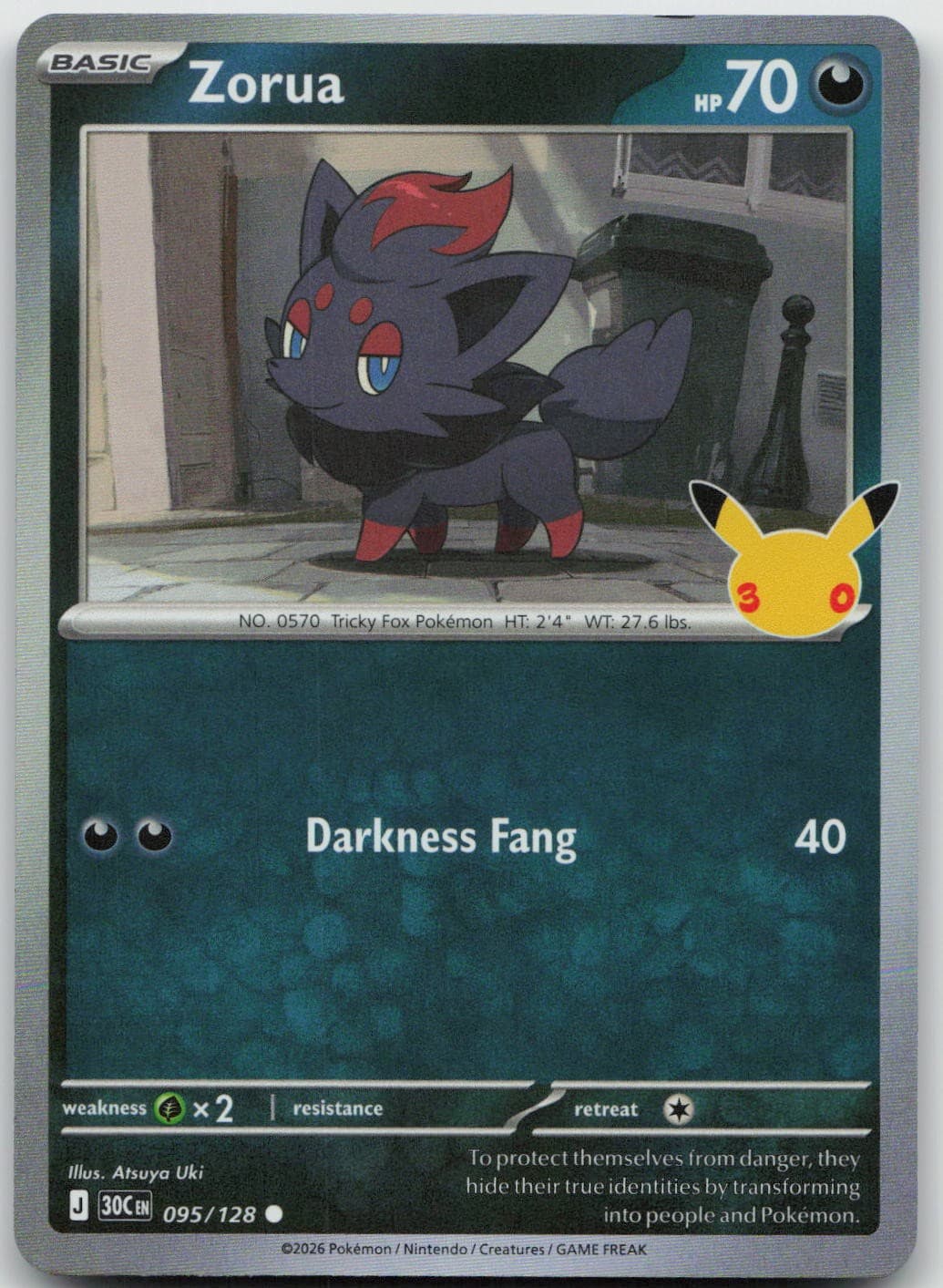 Zorua 095/128 Common ME: 30th Celebration Pokemon Holo Near Mint