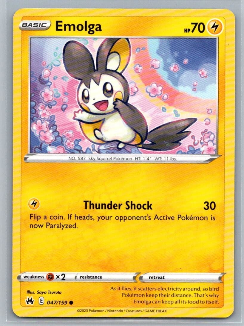 Emolga 47/159 Crown Zenith Common Pokémon TCG 2023