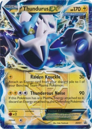 1x Thundurus EX - BW81 - BW Black Star Promos Heavily Played Pokemon BW - Black