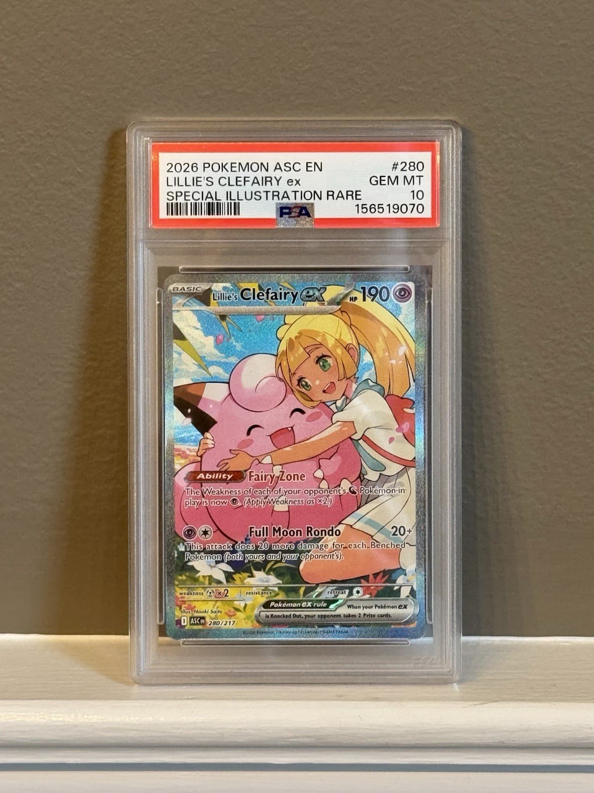 2026 Pokemon ASC EN Lillie's Clefairy ex SIR #280/217 Holo PSA 10