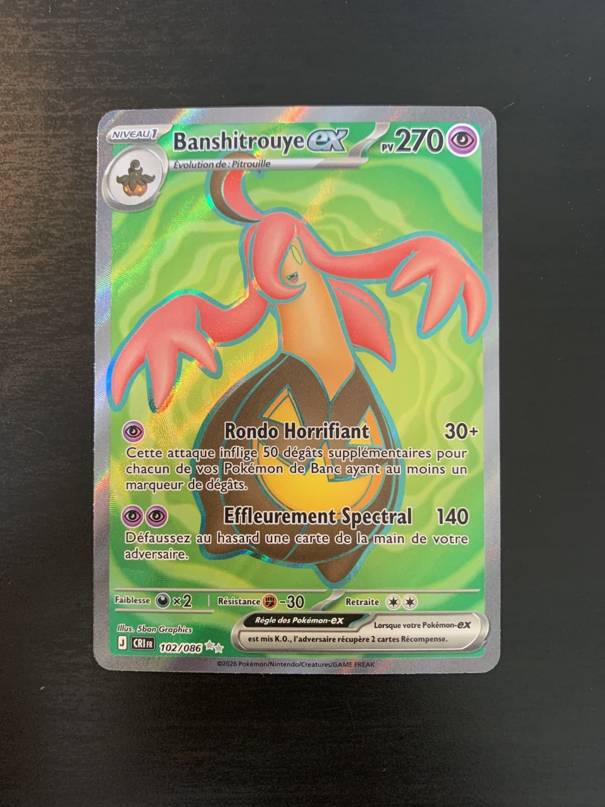 Carte Pokémon : Banshitrouye EX 102/086 Chaos Ascendant Français NEUF