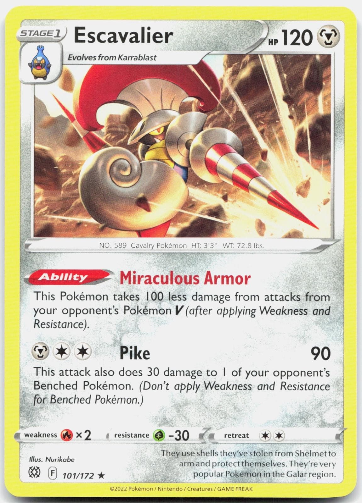 Escavalier 101/172 Rare Brilliant Stars Pokemon Lightly Played