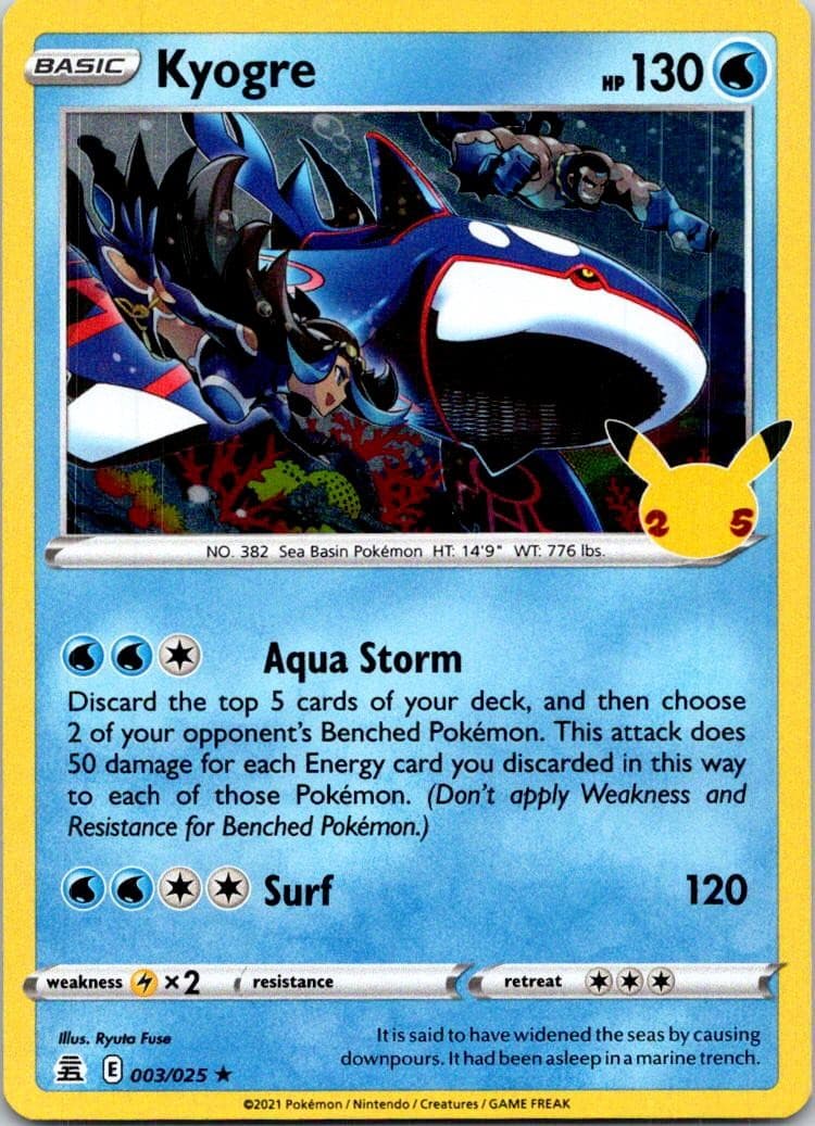 Kyogre 003/025 Rare Celebrations Pokemon Holo Near Mint
