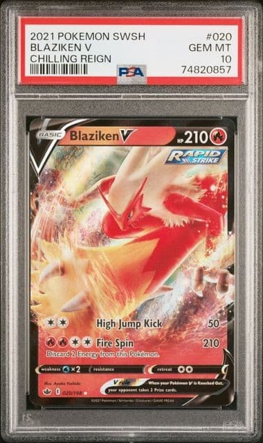 2021 Pokemon Sword & Shield Chilling Reign Blaziken V #020 PSA 10 Gem Mint