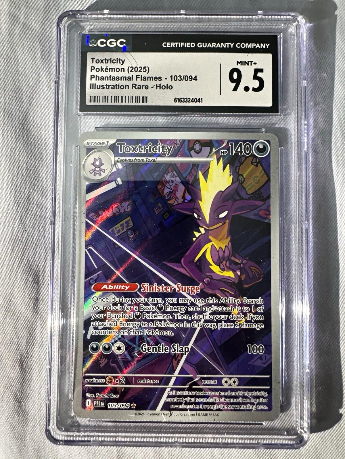 Pokemon Toxtricity 103/094 Me02: Phantasmal Flames Illus Rare Holo CGC 9.5