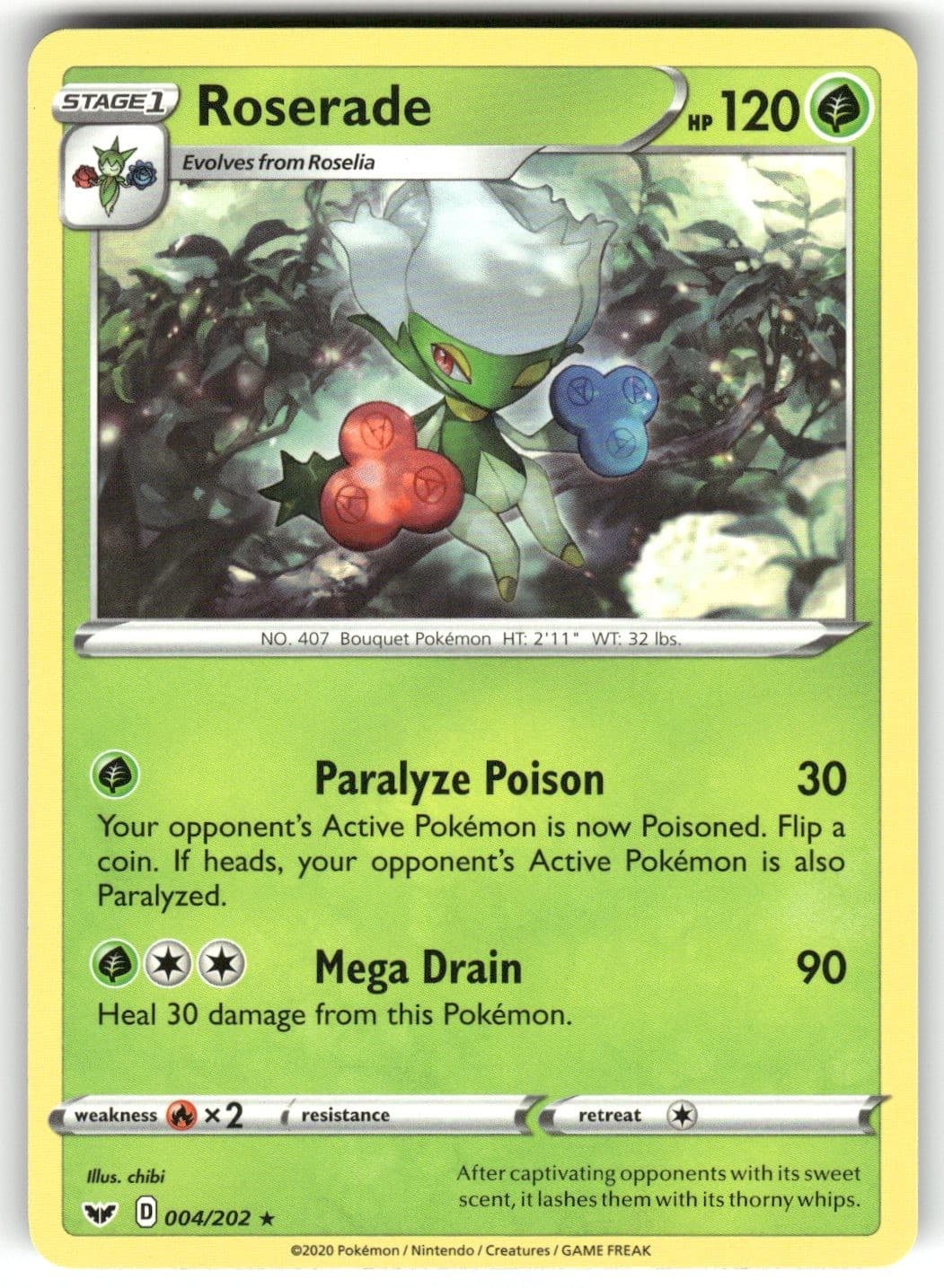 Roserade Pokemon SWSH01 004/202 NM R SWSH01: Sword & Shield Base Set