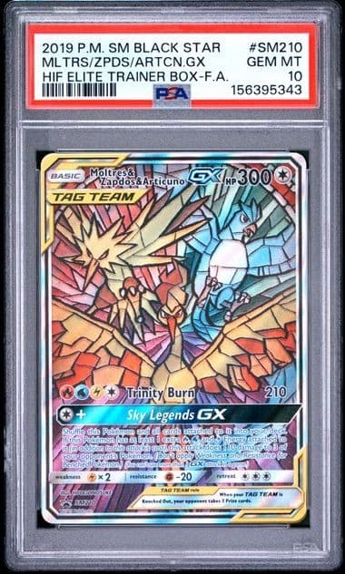 PSA 10 Moltres Zapdos Articuno GX SM210 Pokemon Hidden Fates Promo
