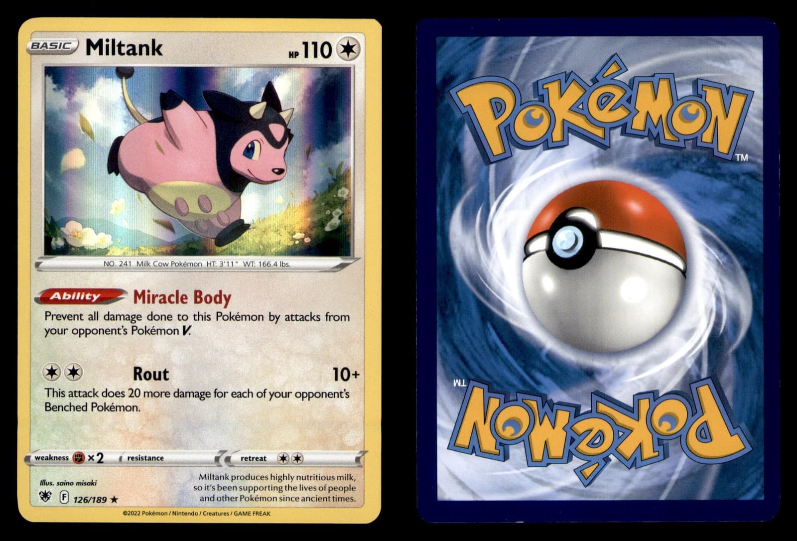 Pokemon Astral Radiance Miltank 126/189 Holo 2022 Rare