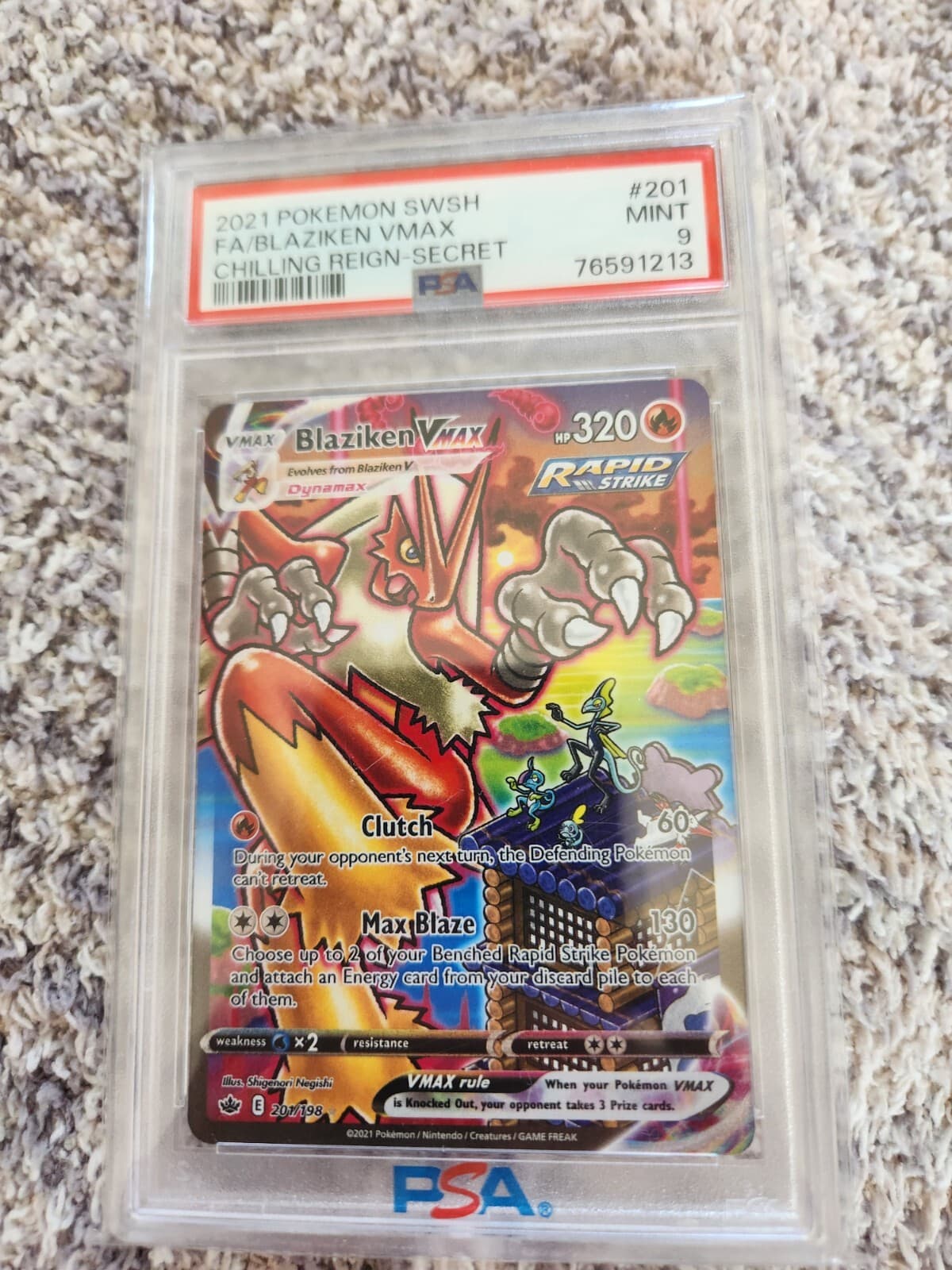 Blaziken VMAX 201/198 PSA 9 Alt Art 2021 Pokemon Chilling Reign!!!