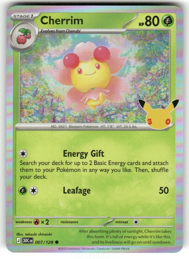 Cherrim 007/128 Holo Common ME: 30th Celebration Pokemon Near Mint