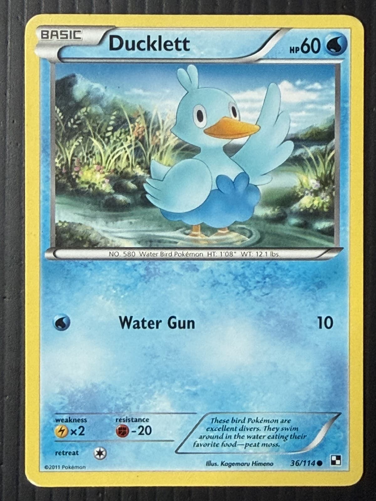 Ducklett 36/114 Common Black and White Pokemon Moderately Played