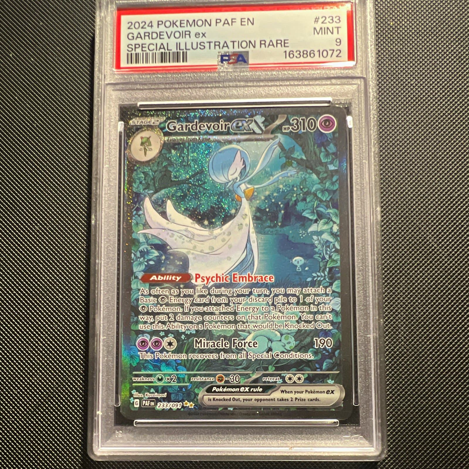 Pokemon Gardevoir ex SV Paldean Fates SIR 233/091 Full Art Holo PSA 9