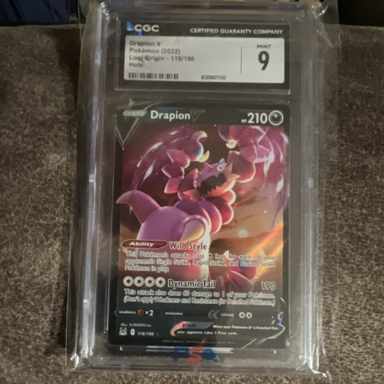 The Pokémon Company Drapion V Lost Origin 118/196 Ultra Rare Holo CGC 9