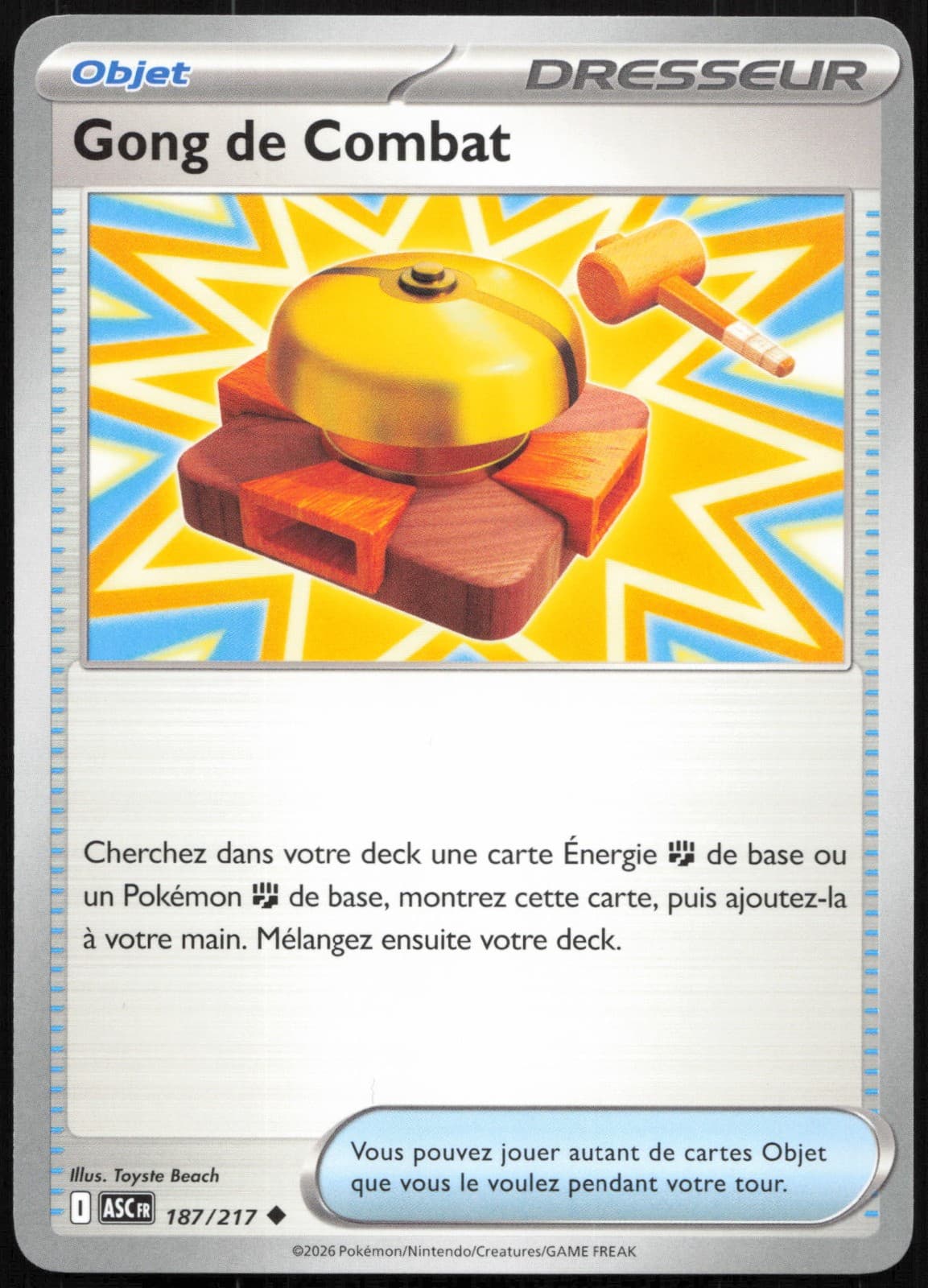 Carte Pokémon Gong de Combat 187/217 Héros Transcendants Français