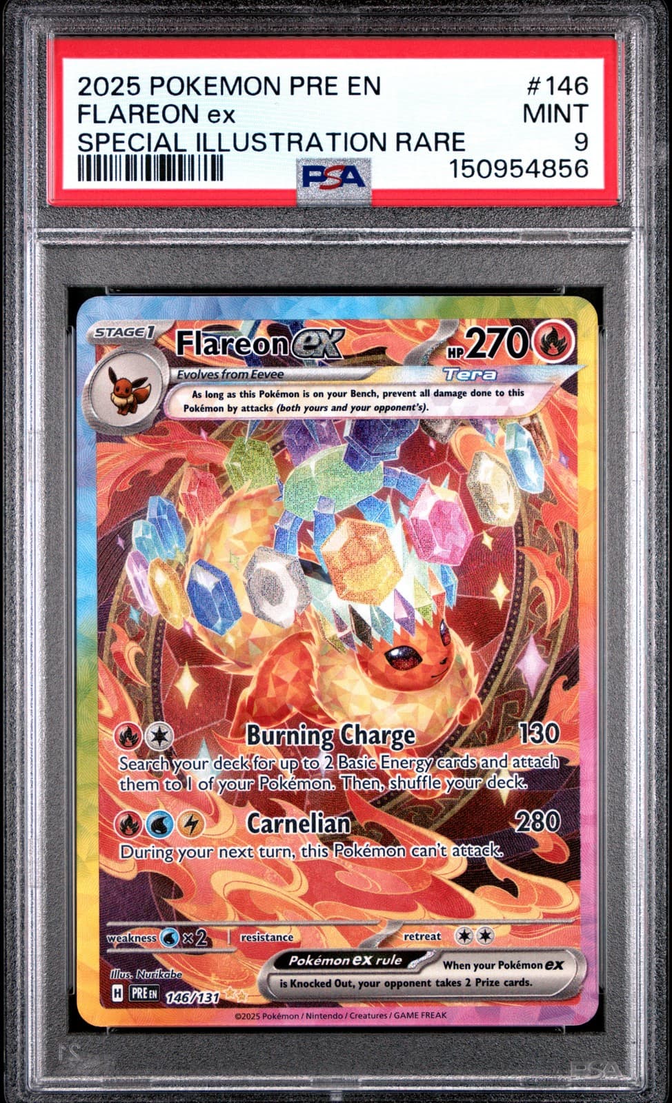 2025 POKEMON PRE EN-PRISMATIC EVOLUTIONS #146 FLAREON EX PSA 9