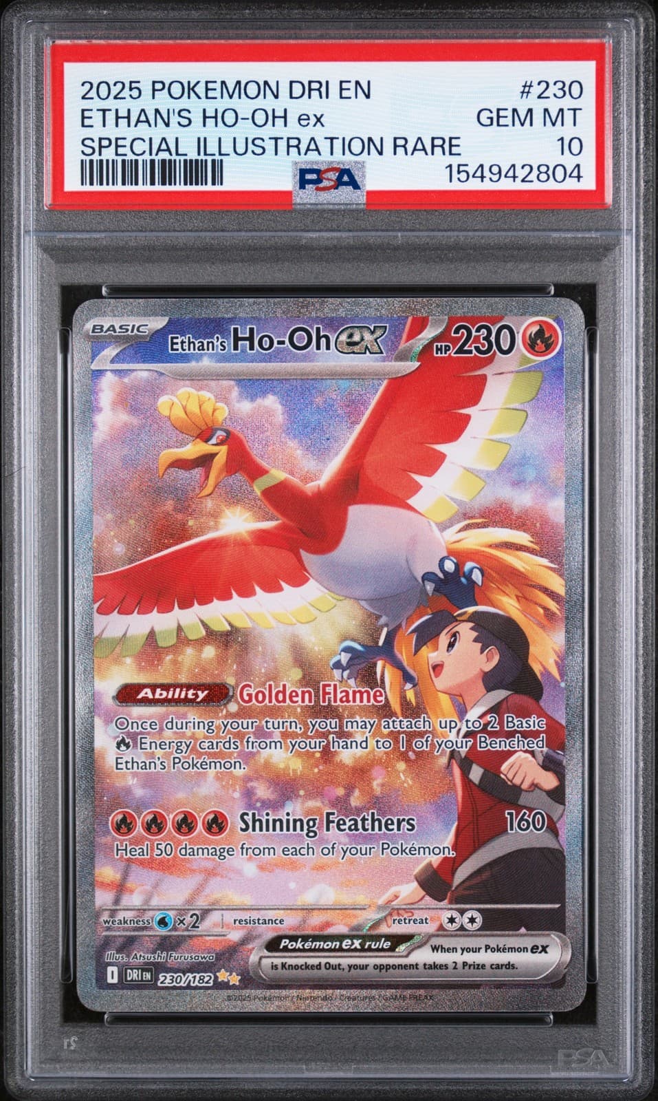 2025 POKEMON DRI EN-DESTINED RIVALS #230 ETHAN'S HO-OH EX PSA 10