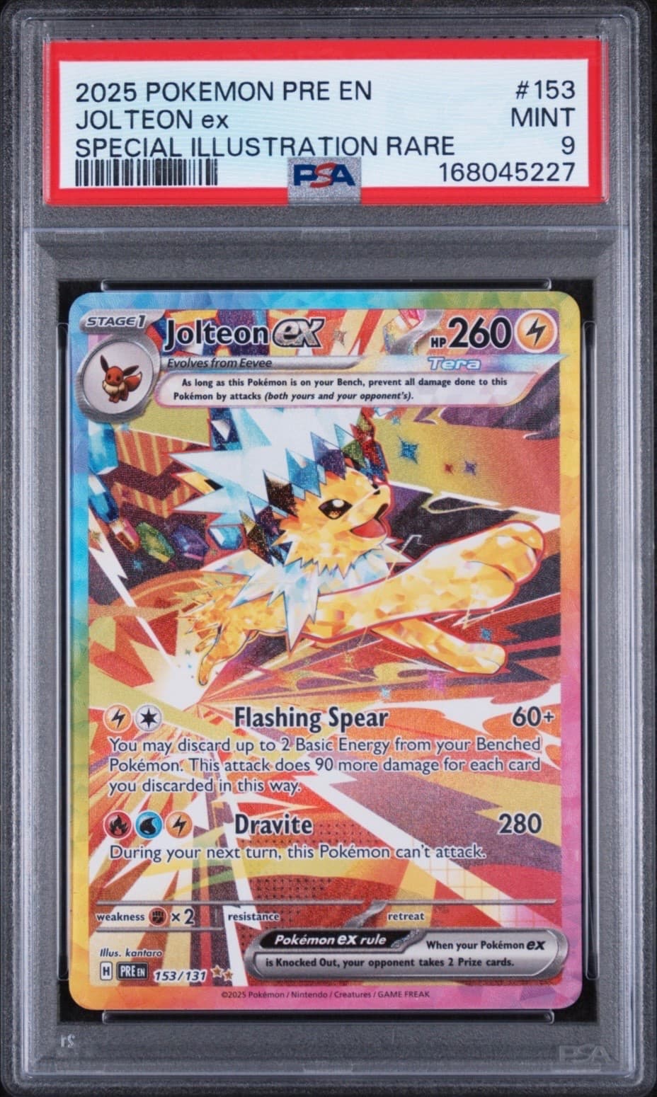 Pokémon TCG Jolteon ex 153/131 Sv: Prismatic Evolutions Holo PSA 9