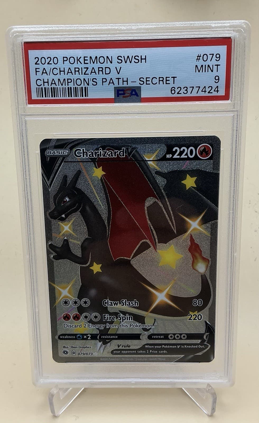 2020 Pokémon SWSH FA/Charizard V Champion’s Path Secret #079 PSA 9 MINT