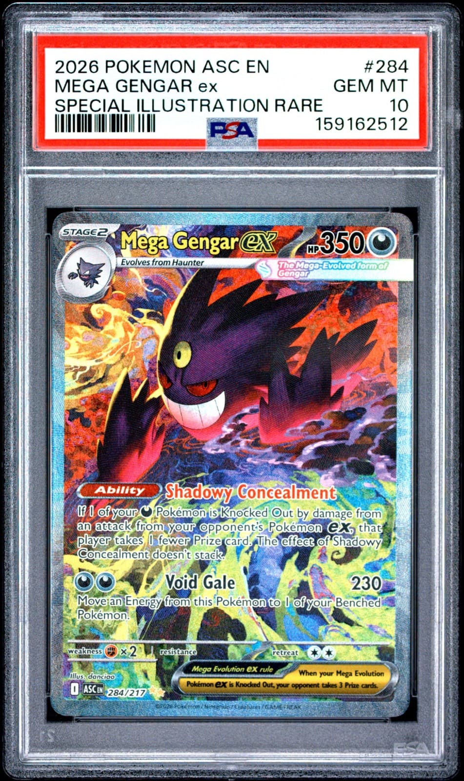 Pokemon TCG Mega Gengar ex 284/217 Ascended Heroes Special Illustration PSA 10