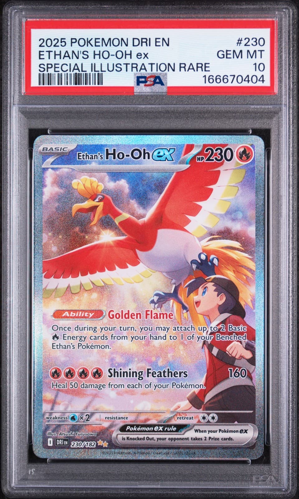 2025 POKEMON DRI EN-DESTINED RIVALS #230 ETHAN'S HO-OH EX PSA 10