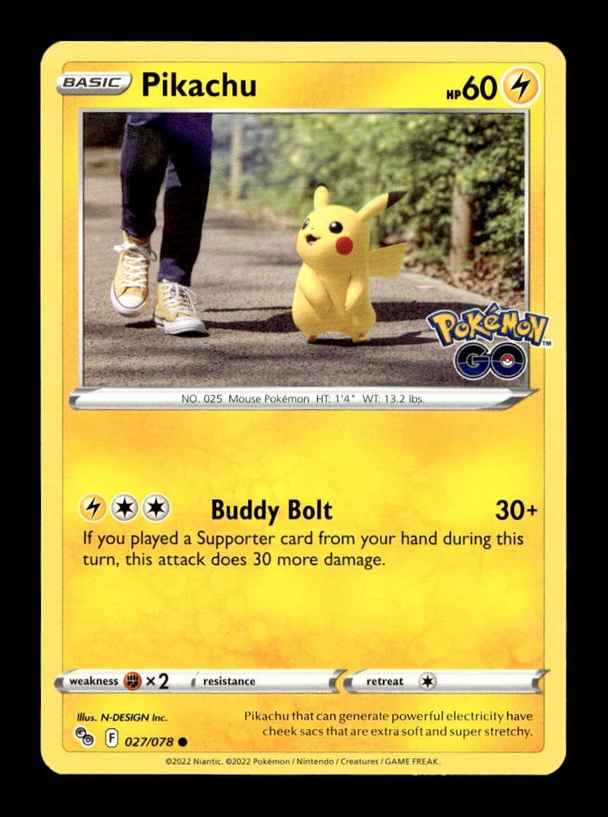 Pikachu 027/078 Common Pokemon GO Pokemon Near Mint