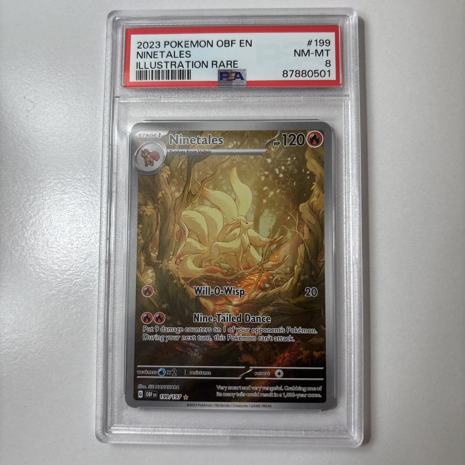 Ninetales - 199/197 PSA 8 Obsidian Flames Illustration Rare Pokemon - MINT