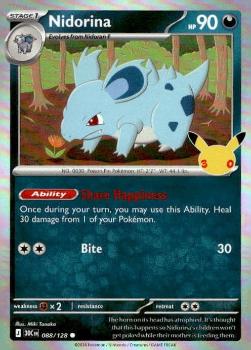 Nidorina 088/128 ME 30th Celebration Holo C NM English Pokémon