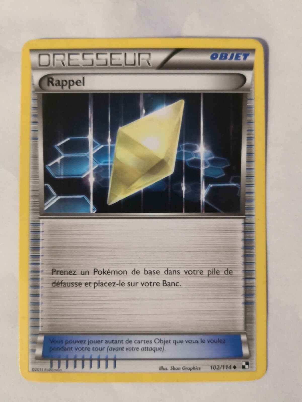 Carte Pokémon - Rappel 102/114 - Noir et Blanc