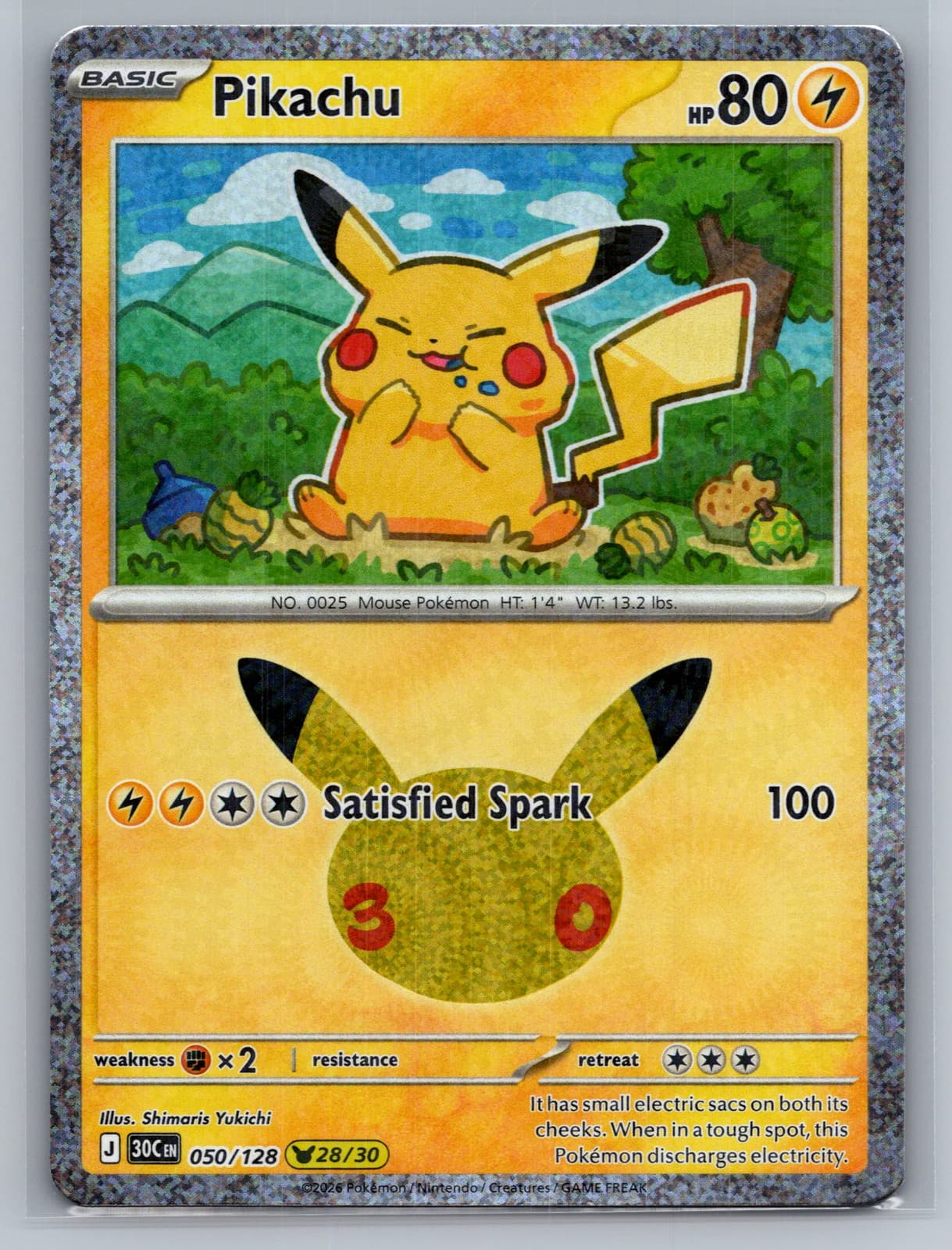 Pikachu #50/128 2026 30th Celebration Pokemon TCG
