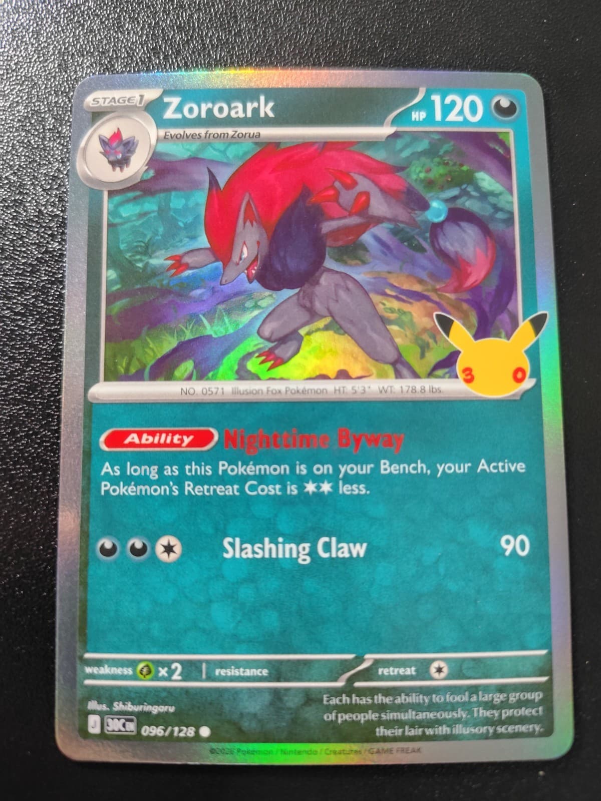 Pokemon 30th Celebration Zoroark Holo Common Card 096/128 NM