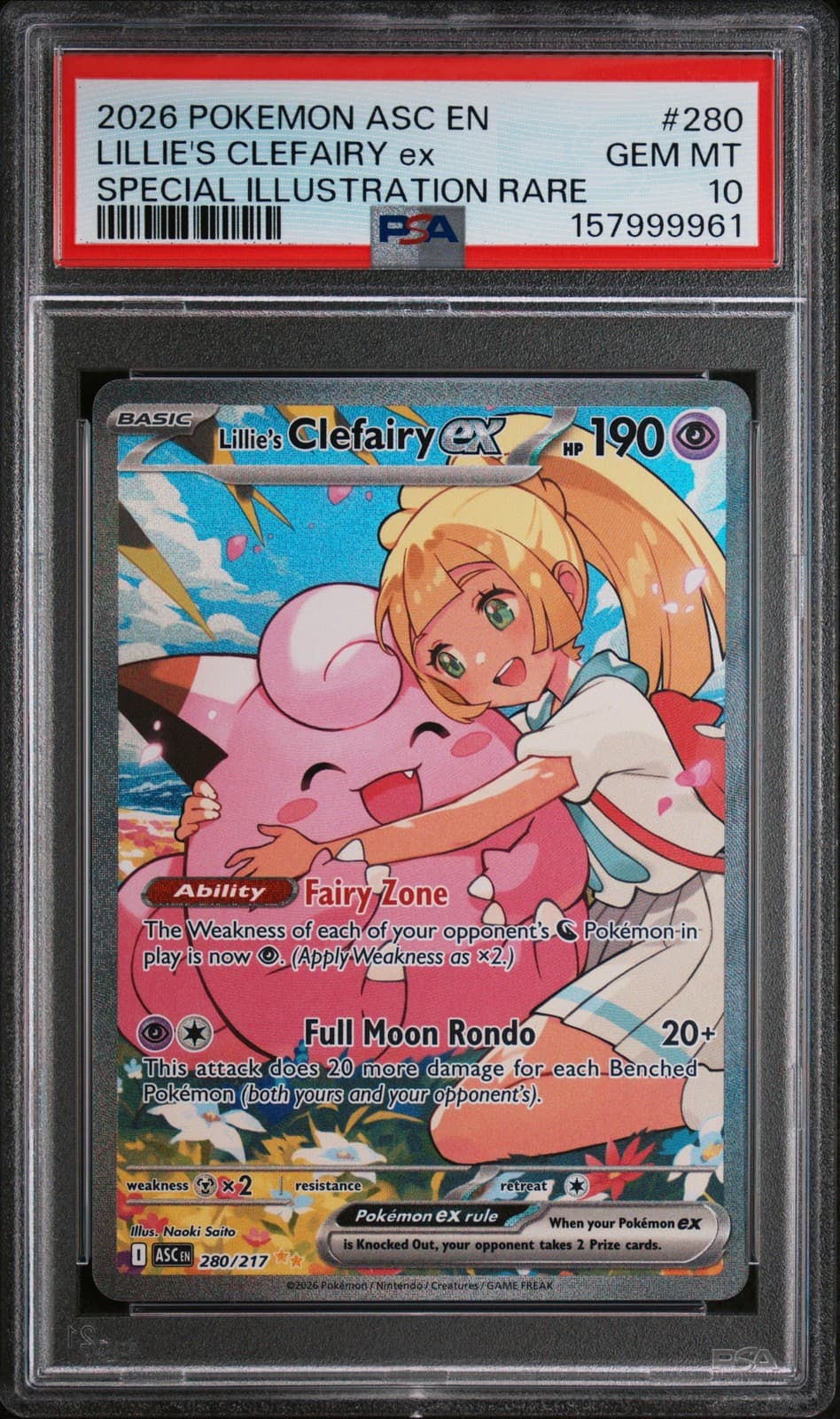 2026 POKEMON ASC EN-ASCENDED HEROES #280 LILLIE'S CLEFAIRY EX PSA 10