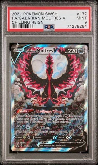 Pokemon Galarian Moltres V Chilling Reign Full Alt Art 177/198 PSA 9 Mint