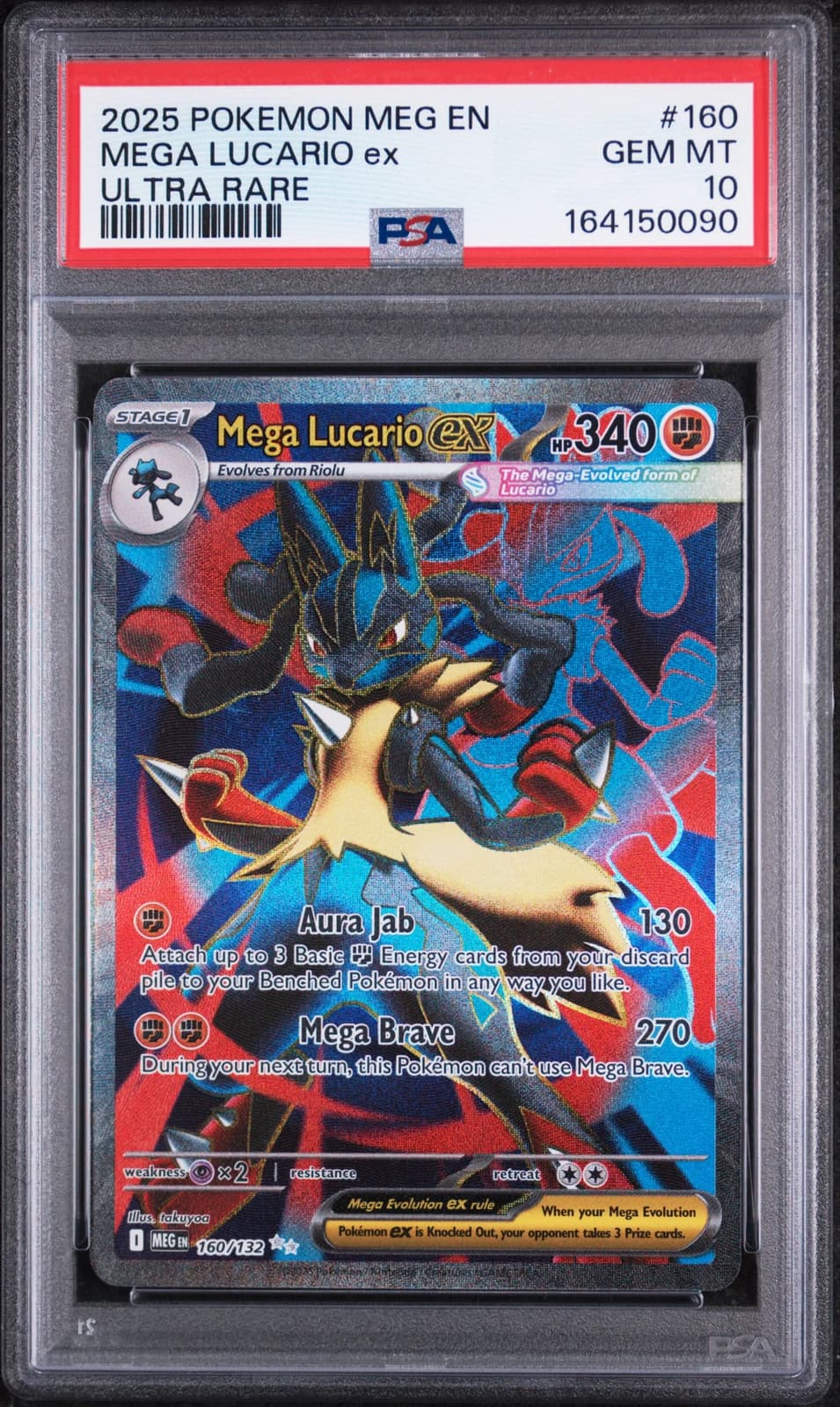 2025 Pokemon Meg EN-Mega Evolution Mega Lucario EX PSA 10 #160