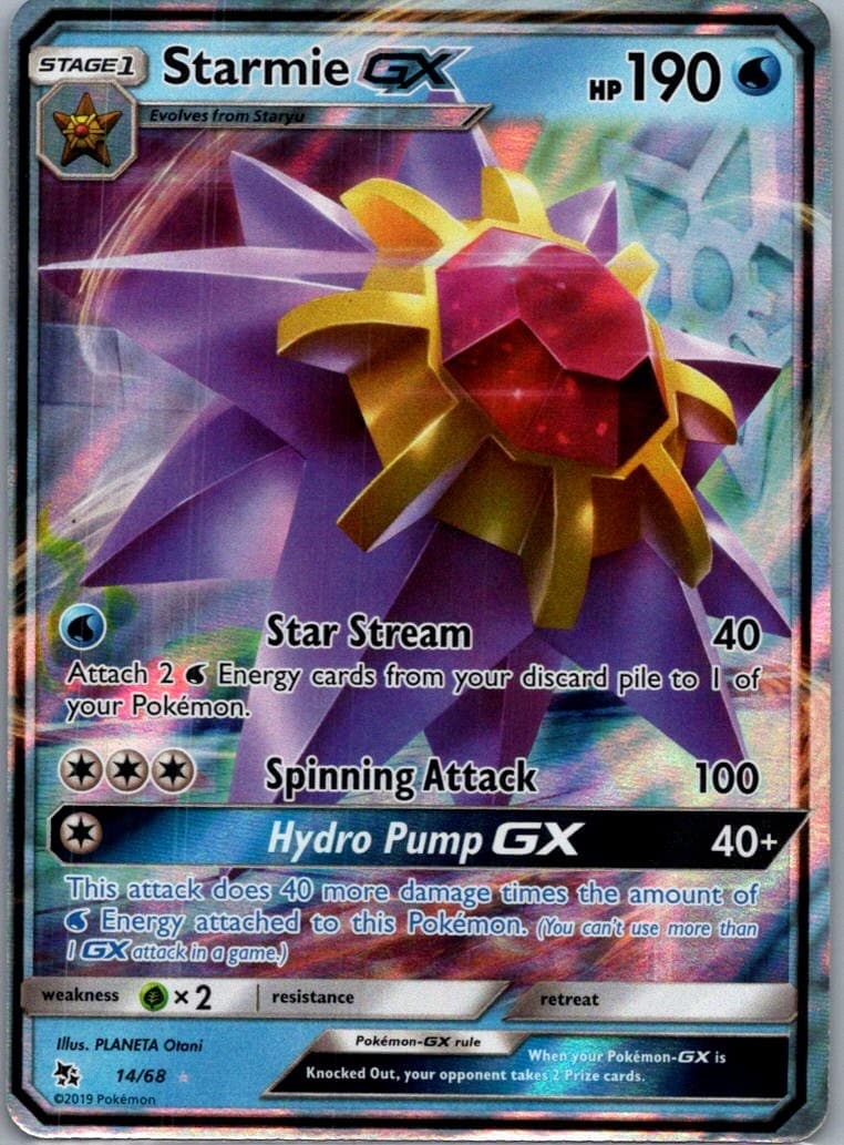 Starmie GX 14/68 Holo GX Rare Hidden Fates Pokemon Lightly Played