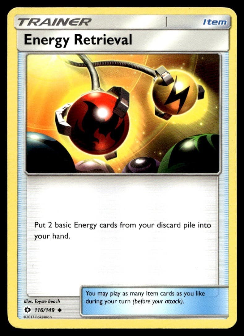 Energy Retrieval 116/149 Pokemon Card Sun & Moon Uncommon Trainer LP JM