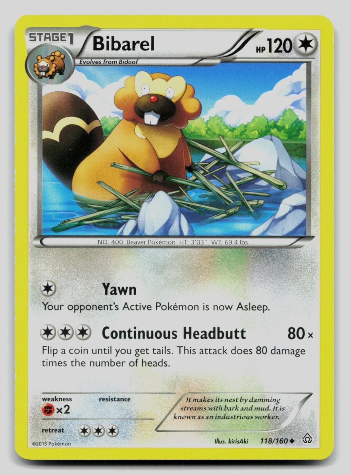Bibarel 118/160 Uncommon Primal Clash Pokemon Near Mint