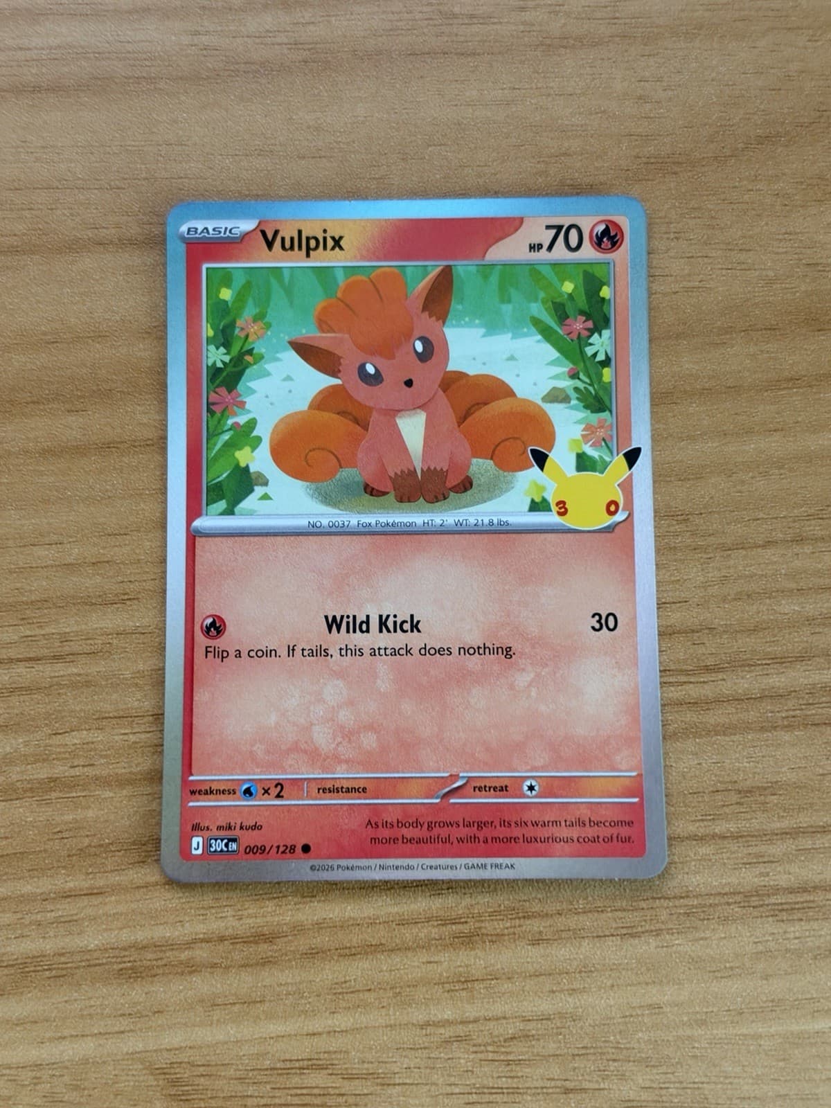 Vulpix 009/128 Holo Rare Pokemon TCG 30th Anniversary Celebration NM