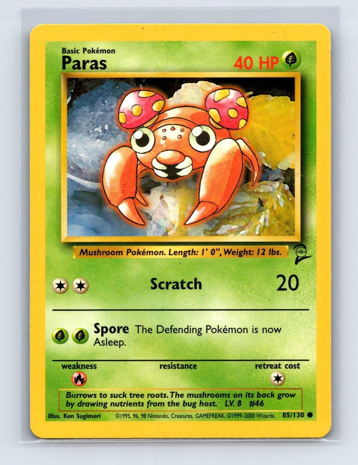 Paras 85/130 Common Base Set 2 Pokemon Lightly Played