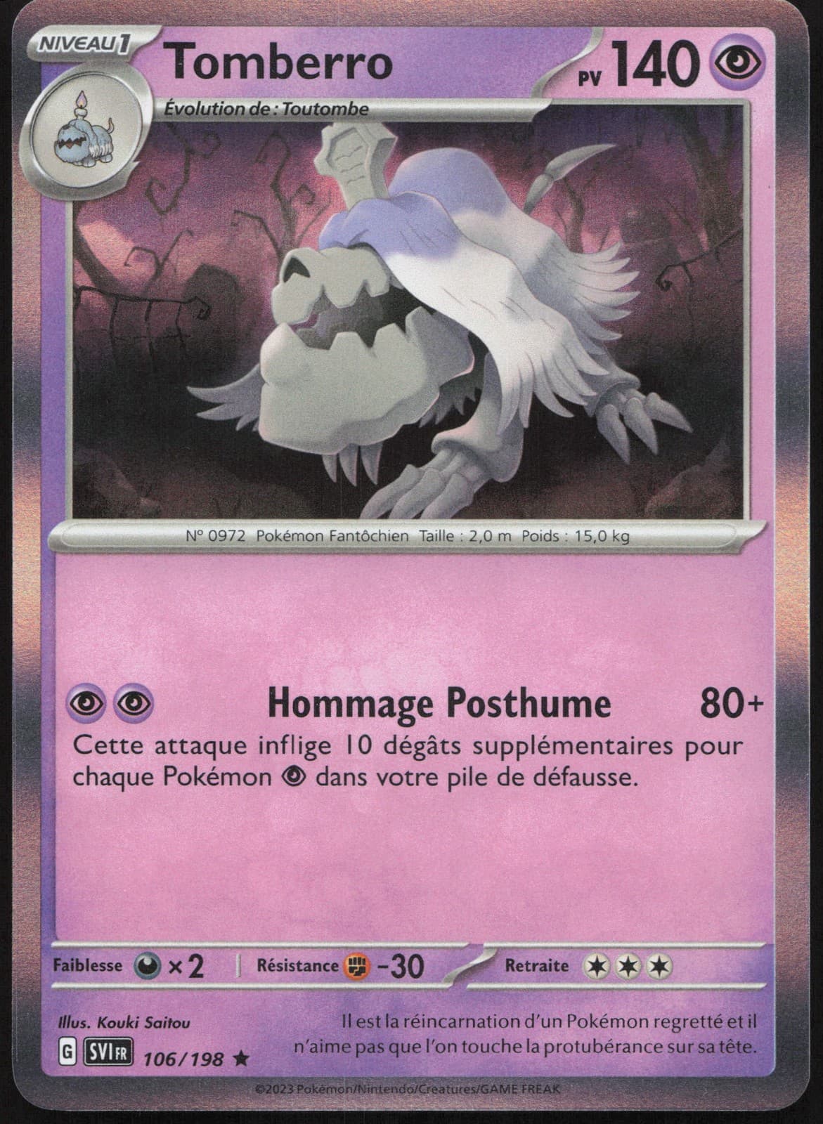Carte Pokémon Tomberro 106/198 Holo Écarlate et Violet Français