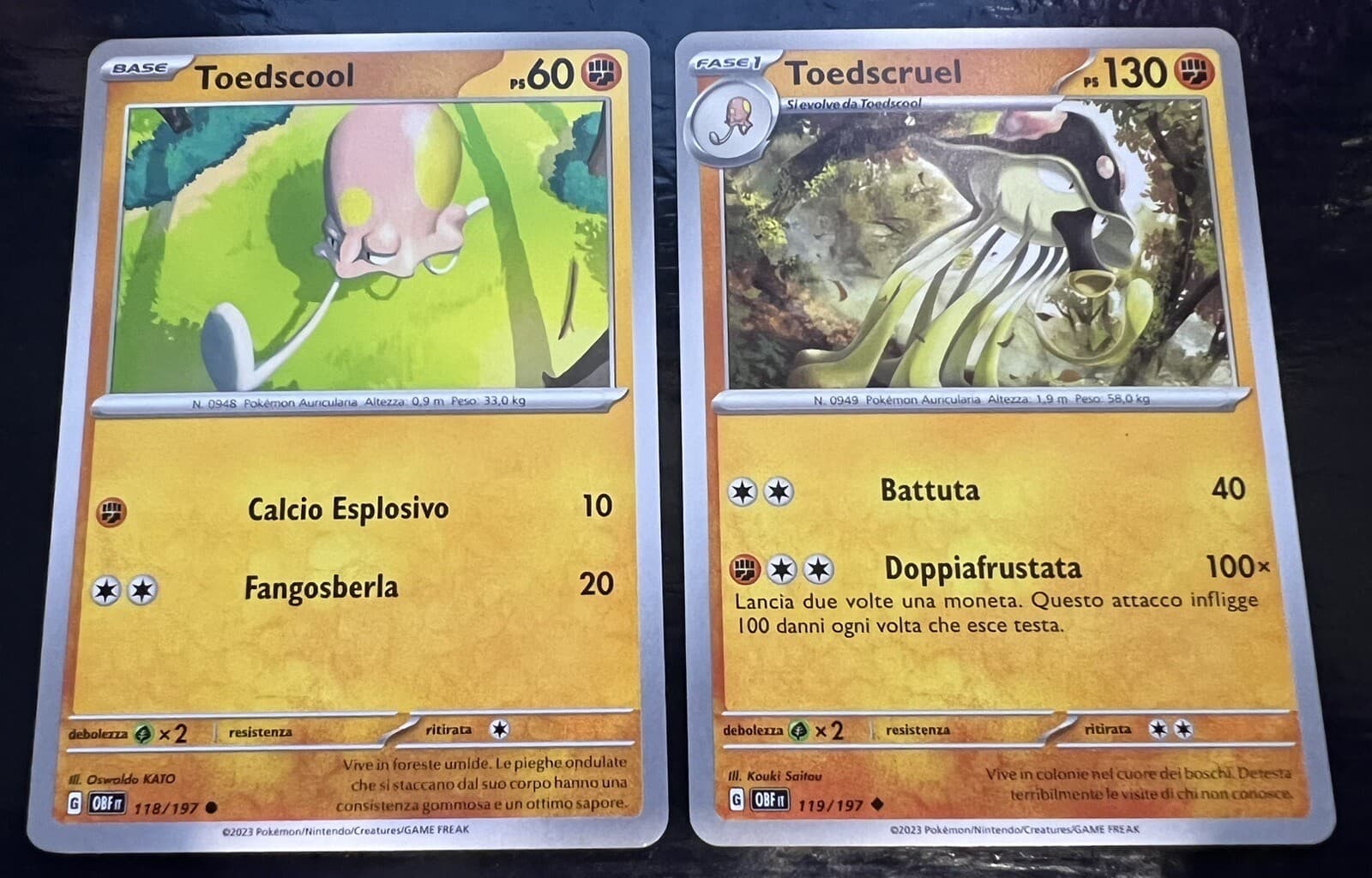 Set carte Pokemon Ossidiana Infuocata ITA: TOEDSCOOL - TOEDSCRUEL 118-119/197