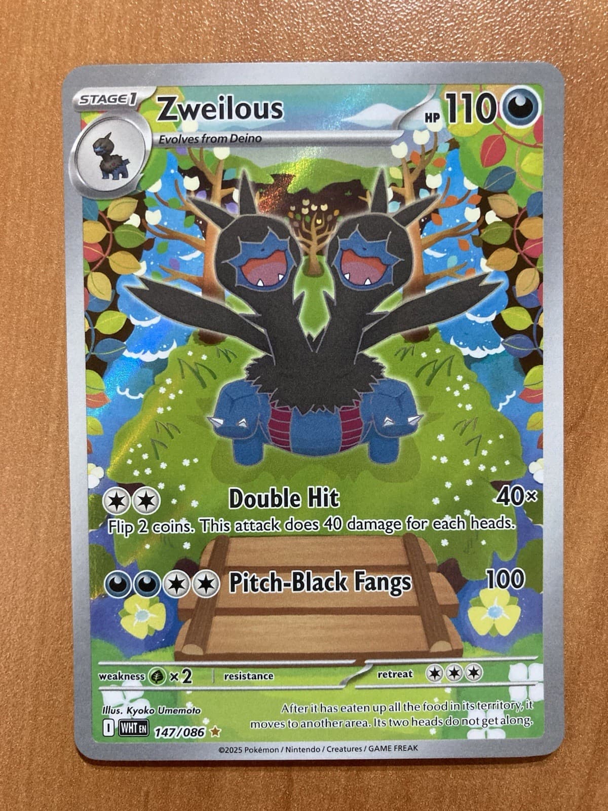 Zweilous White Flare 147/086 Holo Illustration Rare Pokemon Card NM SHIPS FAST