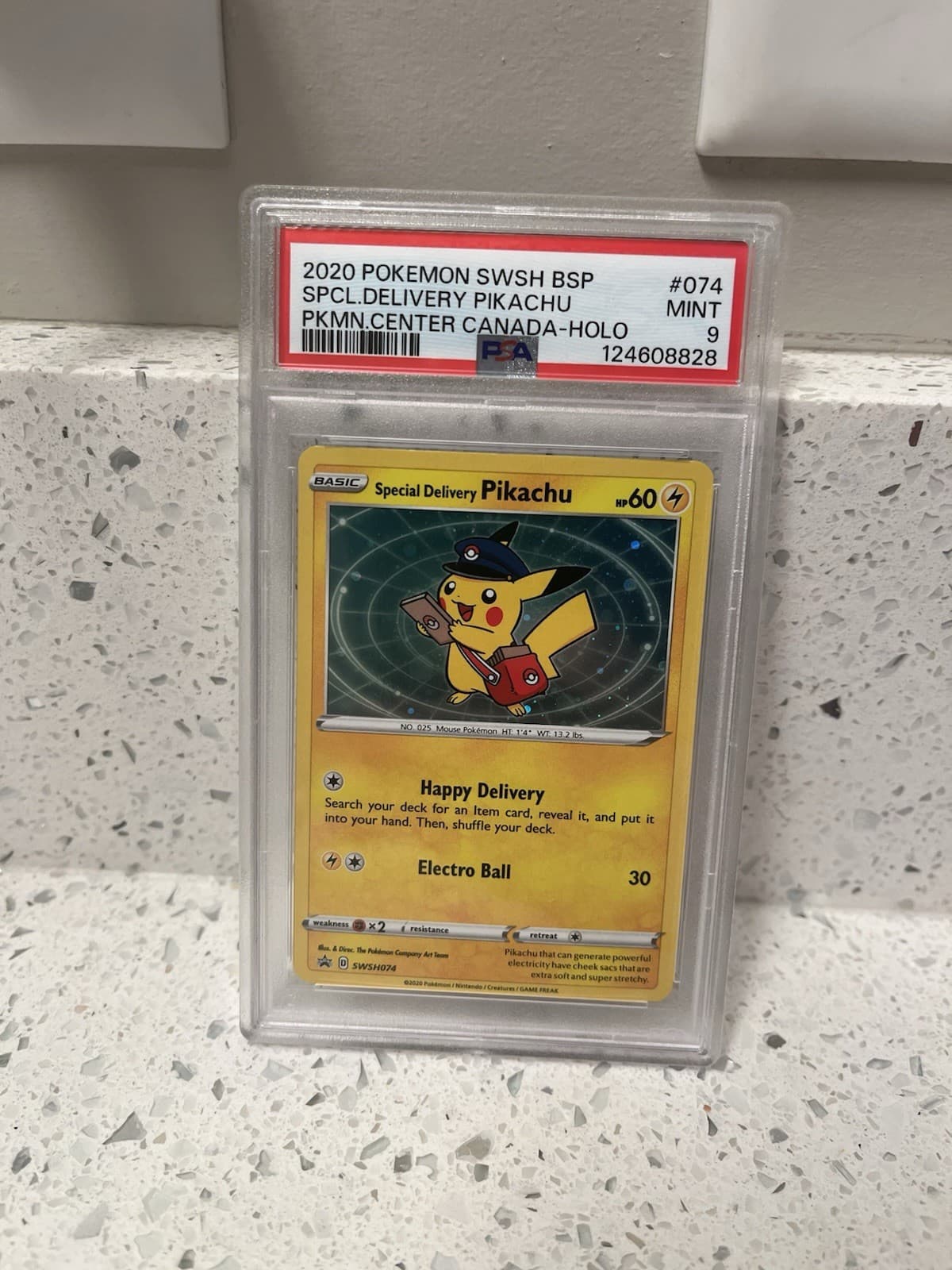 🌀2020 Pokemon Special Delivery Pikachu SWSH074 SWSH Promo Holo PSA 9 Swirl