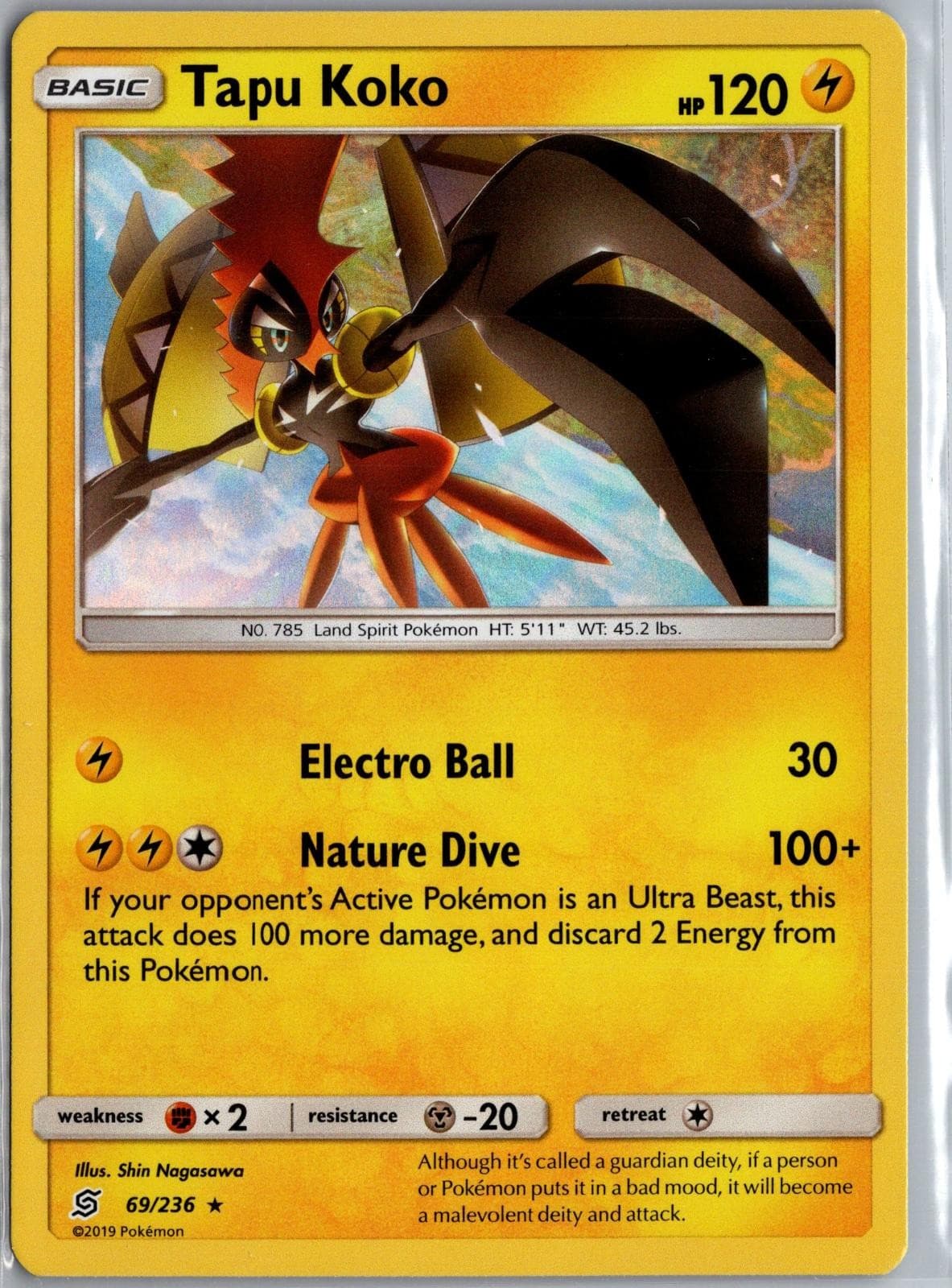 Tapu Koko 69/236 Holo Rare Unified Minds Pokemon Near Mint